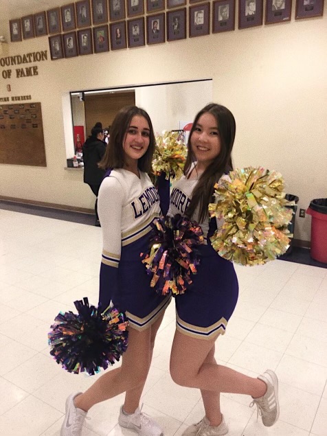Yaroslava and Damelya in their cheerleading uniforms in during their exchange year.